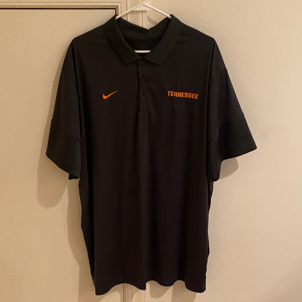 Men’s Nike Dry-Fit Dark Charcoal Gray with Orange Tennessee logo Polo Shirt 3XL